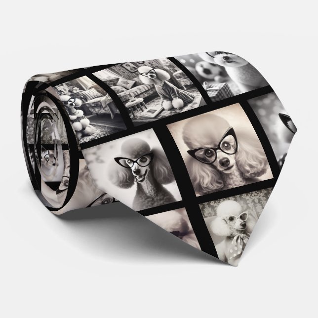 Fun 9 Photo Collage Pictures Neck Tie (Rolled)