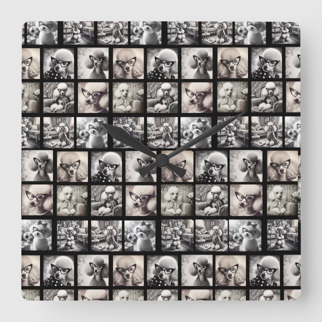 Fun 9 Photo Collage Pictures Square Wall Clock (Front)