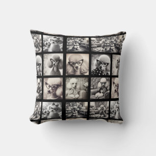 Fun 9 Photo Collage Pictures Throw Pillow