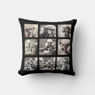 Fun 9 Photo Collage Pictures Throw Pillow