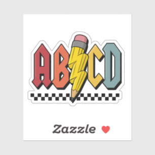 Fun ABCD Pencil Alphabet Graphic Design Sticker