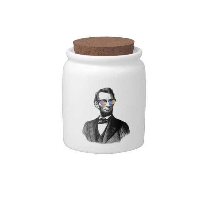 Fun Abraham Lincoln in Shades Candy Jar (Front)