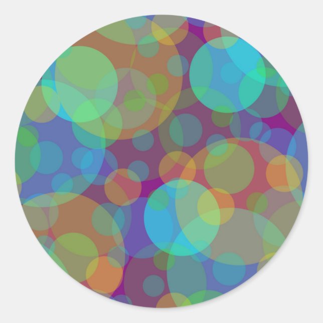 Fun Abstract Art Colorful Circles Classic Round Sticker (Front)