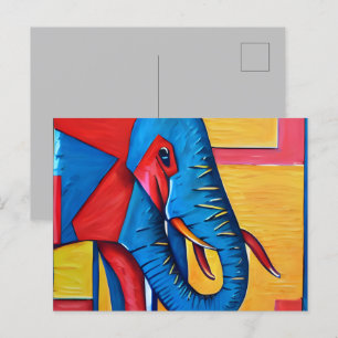 Fun Abstract Artsy Little Elephant Postcard