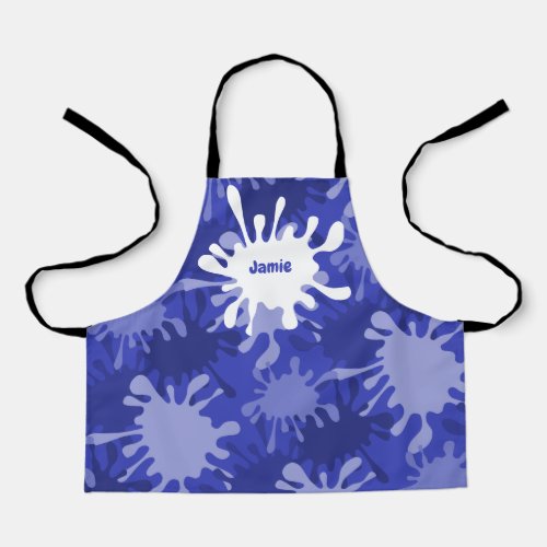 Fun Abstract Blue Splatter Painting Apron