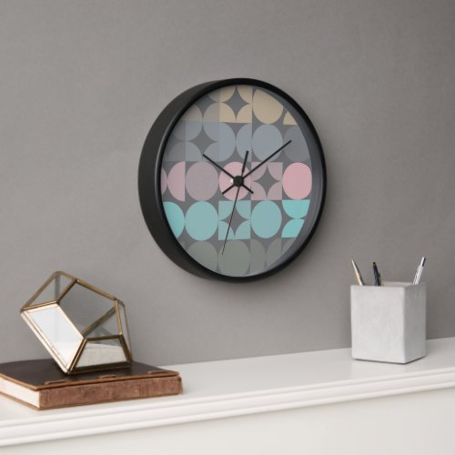 Fun Abstract Circles Squares Popart Pattern Clock