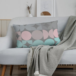 Fun Abstract Circles Squares Popart Pattern Lumbar Pillow