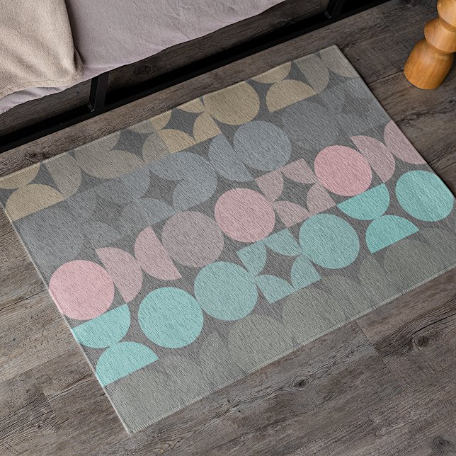 Fun Abstract Circles Squares Popart Pattern Rug (Creator Uploaded)