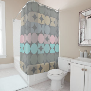 Fun Abstract Circles Squares Popart Pattern Shower Curtain