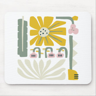 Fun abstract flower garden yellow and green mouse pad