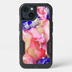 Fun Abstract Fluid PinkPurple Gold Organic Art iPhone 13 Case
