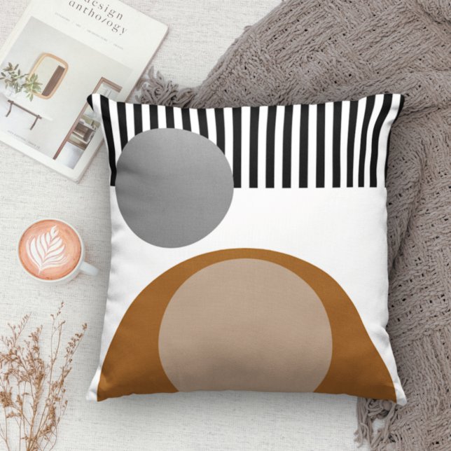Fun Abstract Geometric Circles Stripes Art Pattern Throw Pillow (Creator Uploaded)