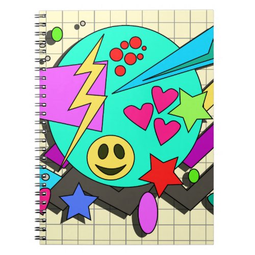 Fun Abstract Happy Vibes Flashback Cartoon  Notebook