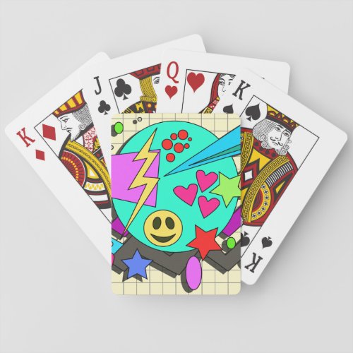 Fun Abstract Happy Vibes Retro Cartoon Art Playing Cards