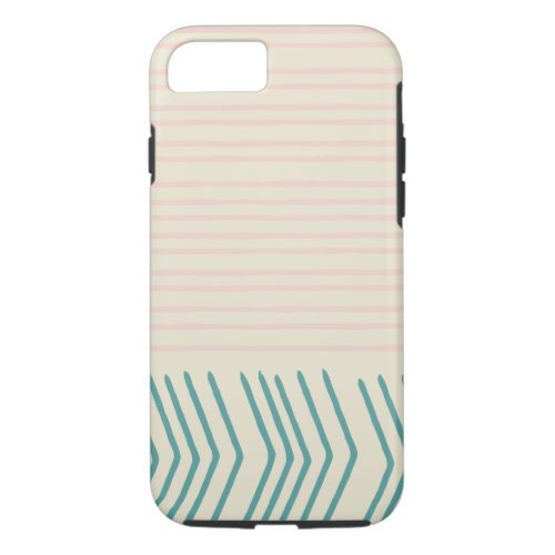 Fun Abstract Line Drawing in Teal and Pastel Pink iPhone 87 Case
