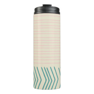 Fun Abstract Line Drawing in Teal and Pastel Pink Thermal Tumbler