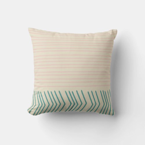 Fun Abstract Line Drawing in Teal and Pastel Pink Throw Pillow