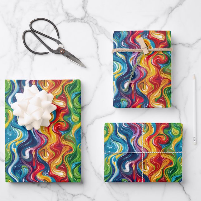 fun abstract lovers party tiled  wrapping paper sheets (Front)