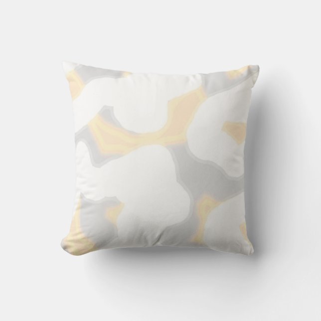 fun abstract modern gray white peach artistic throw pillow (Front)