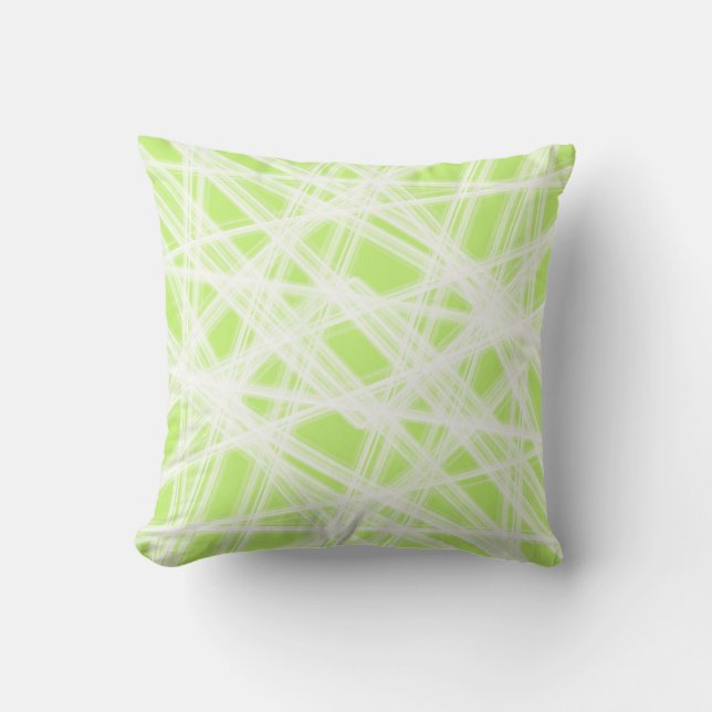 fun abstract modern green and white geometric art throw pillow (Front)