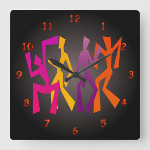 Fun Abstract Multi-Color Dancing Square Wall Clock