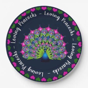 Fun Abstract Peacock In Bright Colors Party Paper Plates by TrudyWilkerson at Zazzle