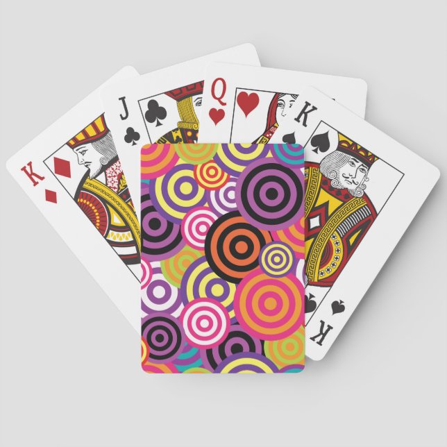Fun Abstract Psychedelic Circle Pattern Poker Cards (Back)