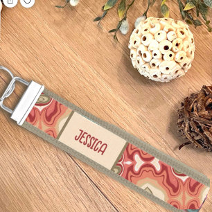 Fun Abstract Red Modern Trendy Name Inspirivity Wrist Keychain