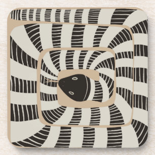 Fun Abstract Striped Banded Snake   Snake Lovers Beverage Coaster