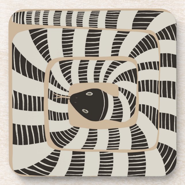 Fun Abstract Striped Banded Snake | Snake Lovers Beverage Coaster (Front)