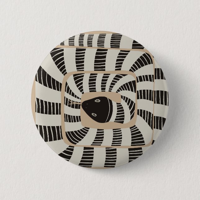 Fun Abstract Striped Banded Snake | Snake Lovers Button (Front)