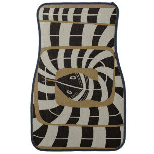 Fun Abstract Striped Snake in Brown Neutral Tones Car Floor Mat