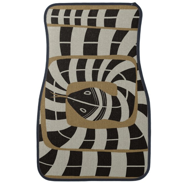 Fun Abstract Striped Snake in Brown Neutral Tones Car Floor Mat (Front)