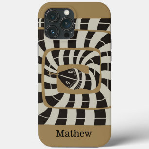 Fun Abstract Striped Snake in Brown Neutral Tones iPhone 13 Pro Max Case