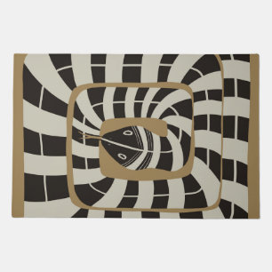 Fun Abstract Striped Snake in Brown Neutral Tones Doormat
