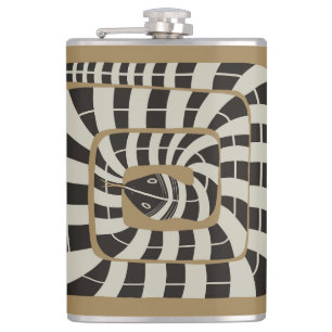 Fun Abstract Striped Snake in Brown Neutral Tones Flask