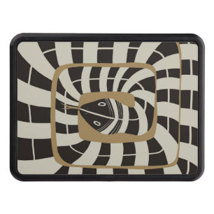 Fun Abstract Striped Snake in Brown Neutral Tones Hitch Cover