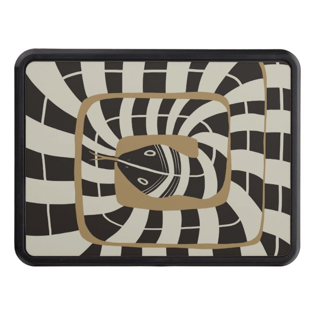 Fun Abstract Striped Snake in Brown Neutral Tones Hitch Cover (Front)