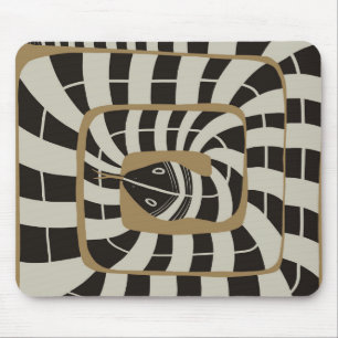 Fun Abstract Striped Snake in Brown Neutral Tones Mouse Pad