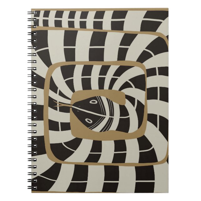 Fun Abstract Striped Snake in Brown Neutral Tones Notebook (Front)
