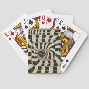 Fun Abstract Striped Snake in Brown Neutral Tones Poker Cards