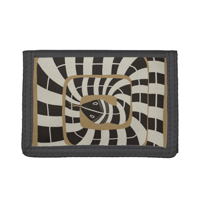 Fun Abstract Striped Snake in Brown Neutral Tones Trifold Wallet (Front)
