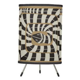Fun Abstract Striped Snake in Brown Neutral Tones Tripod Lamp