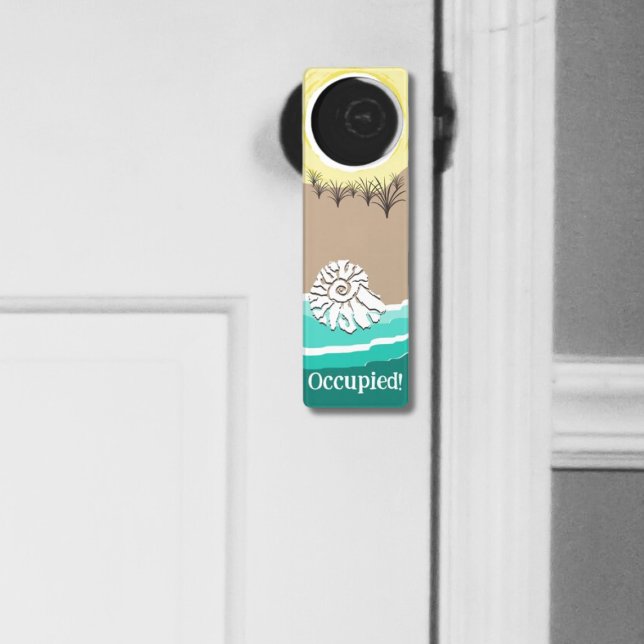 Fun Abstract Sunset Beach Shell Occupied! Door Hanger (Fun Abstract Sunset Beach Shell Occupied! Door Hanger)