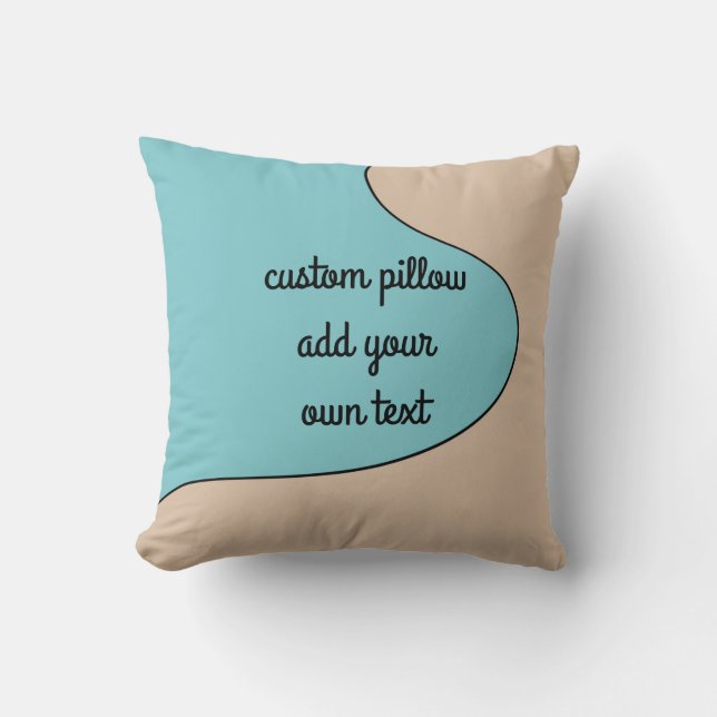 fun add text abstract modern turquoise and tan throw pillow (Front)