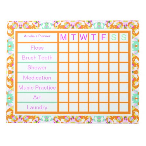 Fun ADHD Girls Womens Weekly Reminder Planner Notepad