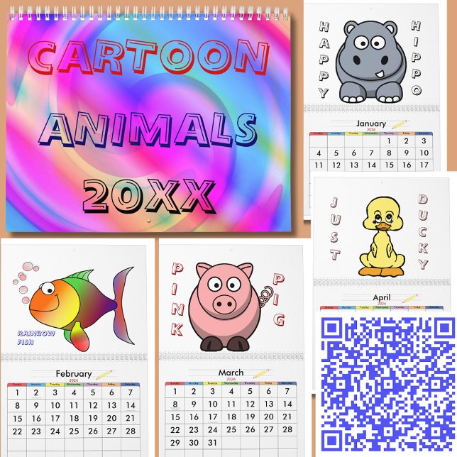 Fun Adorable Animal Cartoon Characters 20XX Calendar (Fun Adorable Animal Cartoon Characters 20XX Calendar)