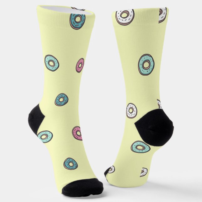 Fun Adorable Colorful Donuts Socks (Angled)