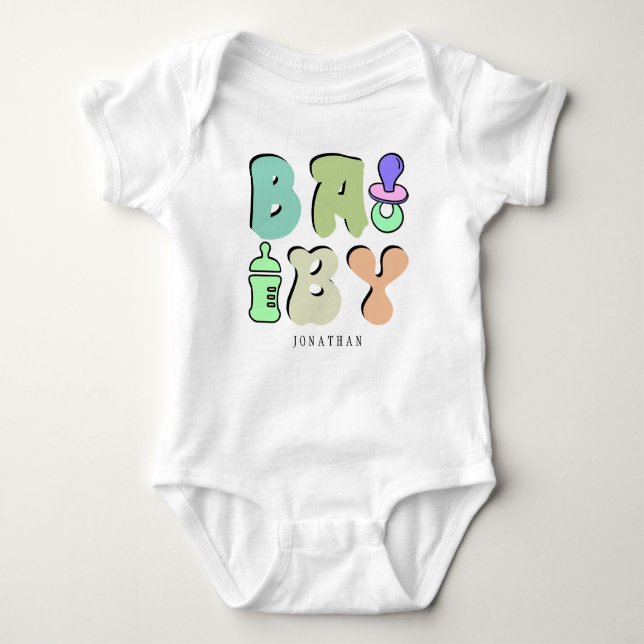 Fun Adorable Personalized Infant Name Baby Bodysui Baby Bodysuit (Front)
