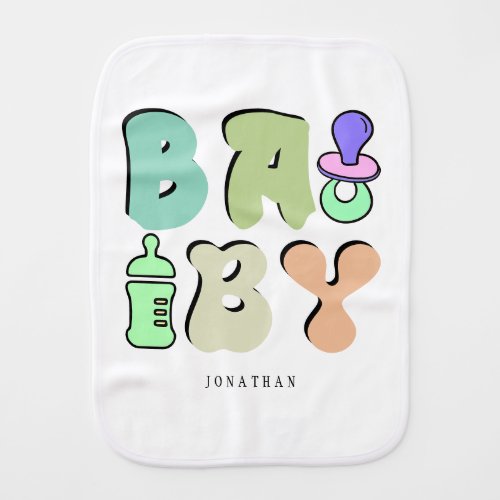 Fun Adorable Personalized Infant Name   Baby Burp Cloth